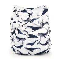 Whale Print Pocket Cloth Diaper - "Balaena" Print with Insert