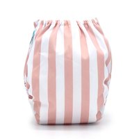 Peach and White Striped Pocket Cloth Diaper - "Calathea" Print with Insert