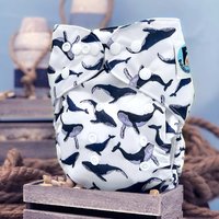 Whale Print Pocket Cloth Diaper - "Balaena" Print with Insert