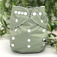 Green Pocket Cloth Diaper - Solid Green Color "Sage" with Insert