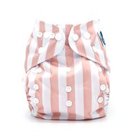 Peach and White Striped Pocket Cloth Diaper - "Calathea" Print with Insert