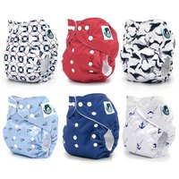 Yachtsman Collection, 6 pocket cloth diapers with 3-layer diaper inserts