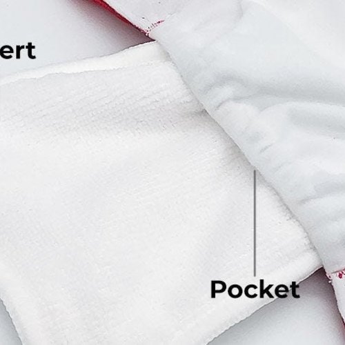 Red Pocket Cloth Diaper - "Gale" Solid Color with Insert