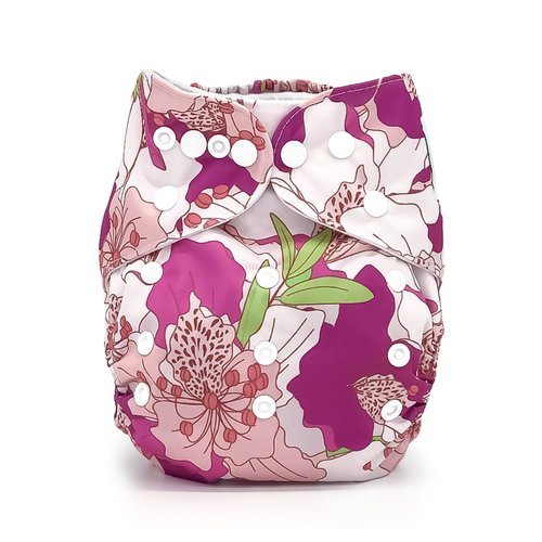 Floral Print Pocket Cloth Diaper - "Hibiscus" Print with Insert