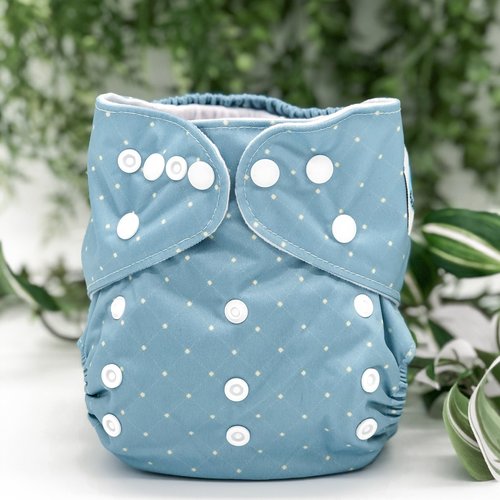 Blue Patterned Pocket Cloth Diaper - "Wellington" Print with Insert