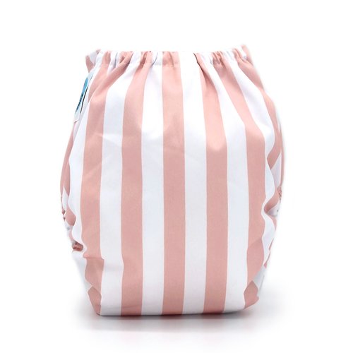 Peach and White Striped Pocket Cloth Diaper - "Calathea" Print with Insert