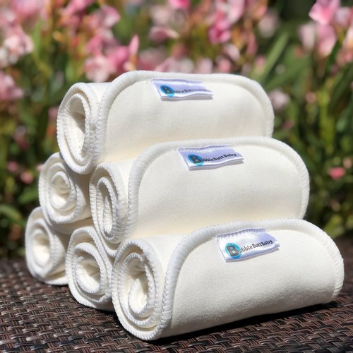 4-Layer Bamboo/Cotton Blend + Microfiber Cloth Diaper Inserts (6-pack)