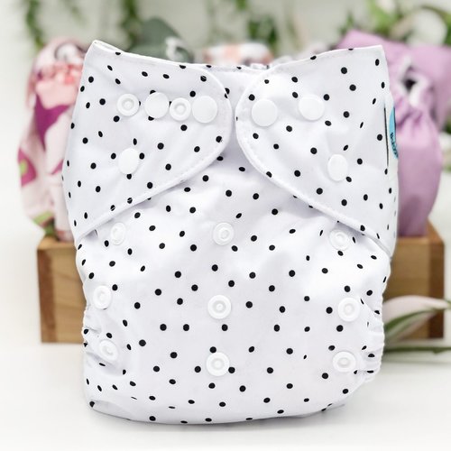 Polka Dot Pocket Cloth Diaper - "Tiger Lily" Print with Insert