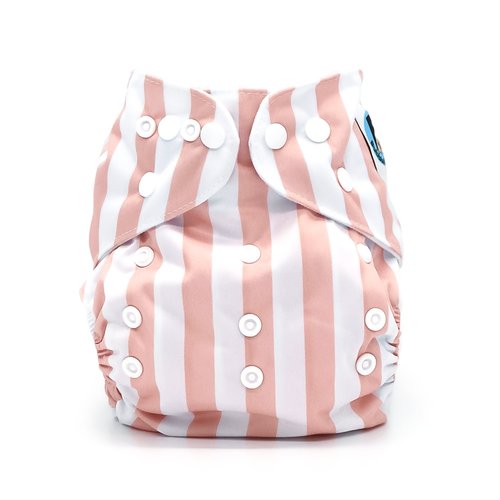Peach and White Striped Pocket Cloth Diaper - "Calathea" Print with Insert