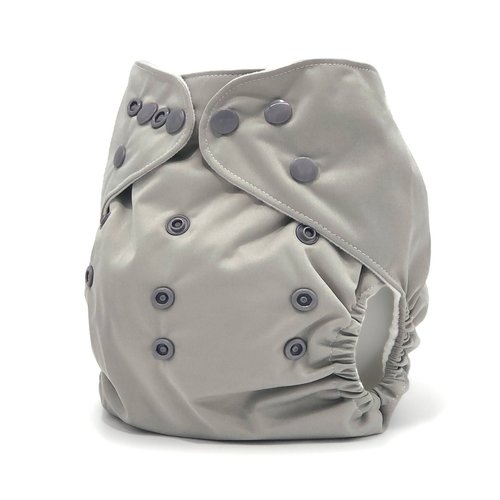 Grey Pocket Cloth Diaper - Solid gray color "Stormy" with Insert