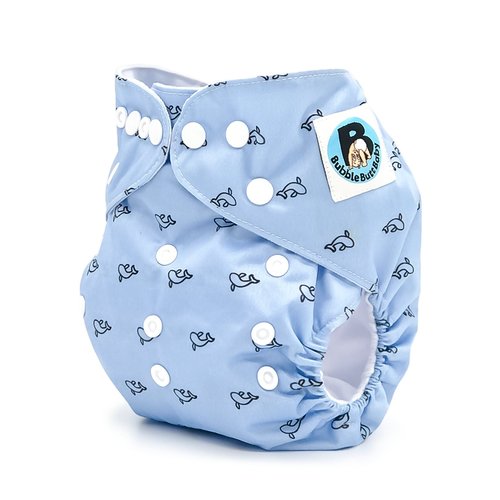 Sky Blue Whale Pocket Cloth Diaper - "Cetacea" Print with Insert