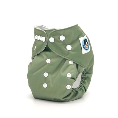 Green Pocket Cloth Diaper - Solid Green Color "Sage" with Insert