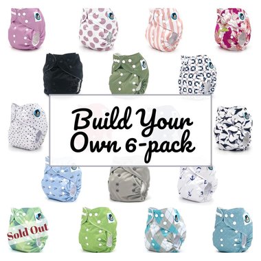 Build Your Own 6-pack pocket cloth diapers with 3-layer diaper inserts